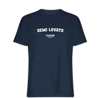 Demi Lovato t-shirt – navy men's t-shirt with white Demi Lovato letters and Players Couture logo on the chest