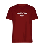 Demolition t-shirt – red men's t-shirt with white Demolition letters and Players Couture logo on the chest