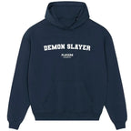 Demon Slayer hoodie – navy men's hoodie with white Demon Slayer letters and Players Couture logo on the chest