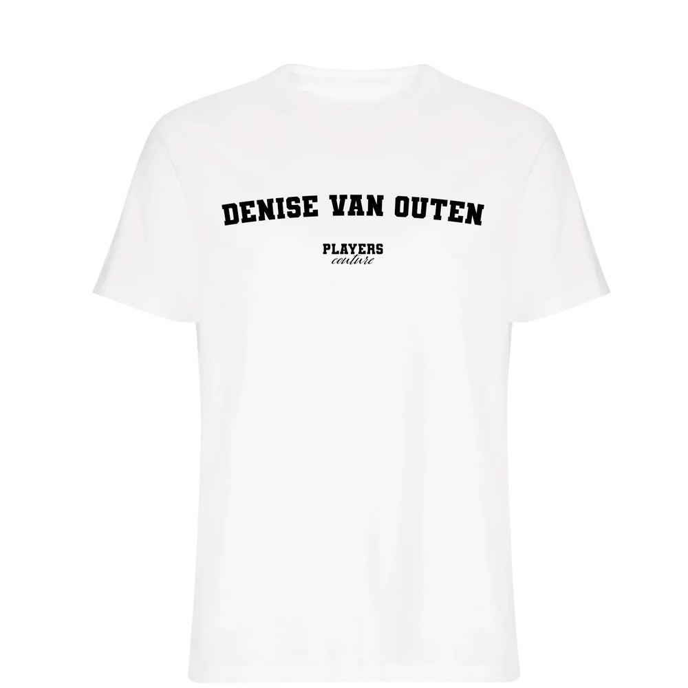 Denise Van Outen men's T-shirt in white with bold name lettering