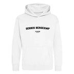 Dennis Bergkamp hoodie – white kids' hoodie with black Dennis Bergkamp letters and Players Couture logo on the chest