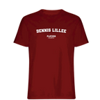 Dennis Lillee t-shirt – red men's t-shirt with white Dennis Lillee letters and Players Couture logo on the chest