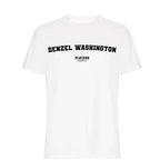 Denzel Washington men's T-shirt in white with bold name lettering