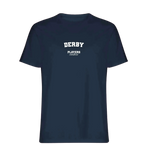 Derby t-shirt – navy men's t-shirt with white Derby letters and Players Couture logo on the chest