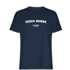 Didier Drogba t-shirt – navy men's t-shirt with white Didier Drogba letters and Players Couture logo on the chest