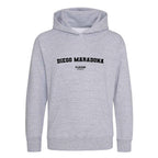Diego Maradona hoodie – grey kids' hoodie with black Diego Maradona letters and Players Couture logo on the chest