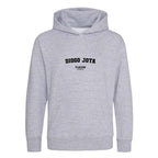 Diogo Jota hoodie – grey kids' hoodie with black Diogo Jota letters and Players Couture logo on the chest