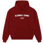 Maroon Players Couture men's hoodie with DJIBRIL CISSE text, premium sports fashion