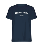 Dominic Thiem t-shirt – navy men's t-shirt with white Dominic Thiem letters and Players Couture logo on the chest