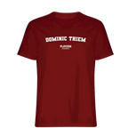 Dominic Thiem t-shirt – red men's t-shirt with white Dominic Thiem letters and Players Couture logo on the chest