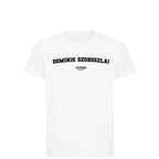 Dominik Szoboszlai t-shirt – white kids' t-shirt with black Dominik Szoboszlai letters and Players Couture logo on the chest