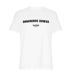 Dominique Dawes men's T-shirt in white with bold name lettering