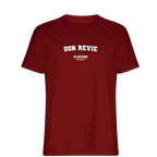 Don Revie hoodie – red men's hoodie with white Don Revie letters and Players Couture logo on the chest