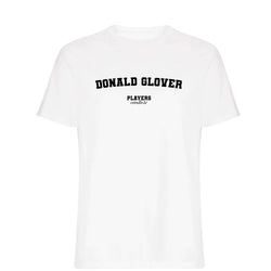 Donald Glover men's T-shirt in white with bold name lettering