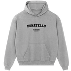 Donatello hoodie – grey men's hoodie with black Donatello letters and Players Couture logo on the chest