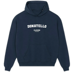 Donatello hoodie – navy men's hoodie with white Donatello letters and Players Couture logo on the chest