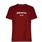 Doncaster t-shirt – red men's t-shirt with white Doncaster letters and Players Couture logo on the chest
