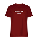 Doncaster t-shirt – red men's t-shirt with white Doncaster letters and Players Couture logo on the chest