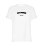 Doncaster t-shirt – white men's t-shirt with black Doncaster letters and Players Couture logo on the chest