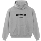 Dubravka hoodie – grey men's hoodie with black Dubravka letters and Players Couture logo on the chest
