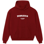 Dubravka hoodie – red men's hoodie with white Dubravka letters and Players Couture logo on the chest