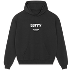 Duffy hoodie – black men's hoodie with white Duffy letters and Players Couture logo on the chest