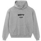 Duffy hoodie – grey men's hoodie with black Duffy letters and Players Couture logo on the chest