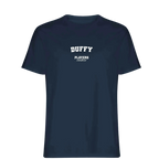 Duffy t-shirt – navy men's t-shirt with white Duffy letters and Players Couture logo on the chest