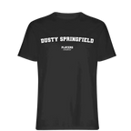 Dusty Springfield t-shirt – black men's t-shirt with white Dusty Springfield letters and Players Couture logo on the chest