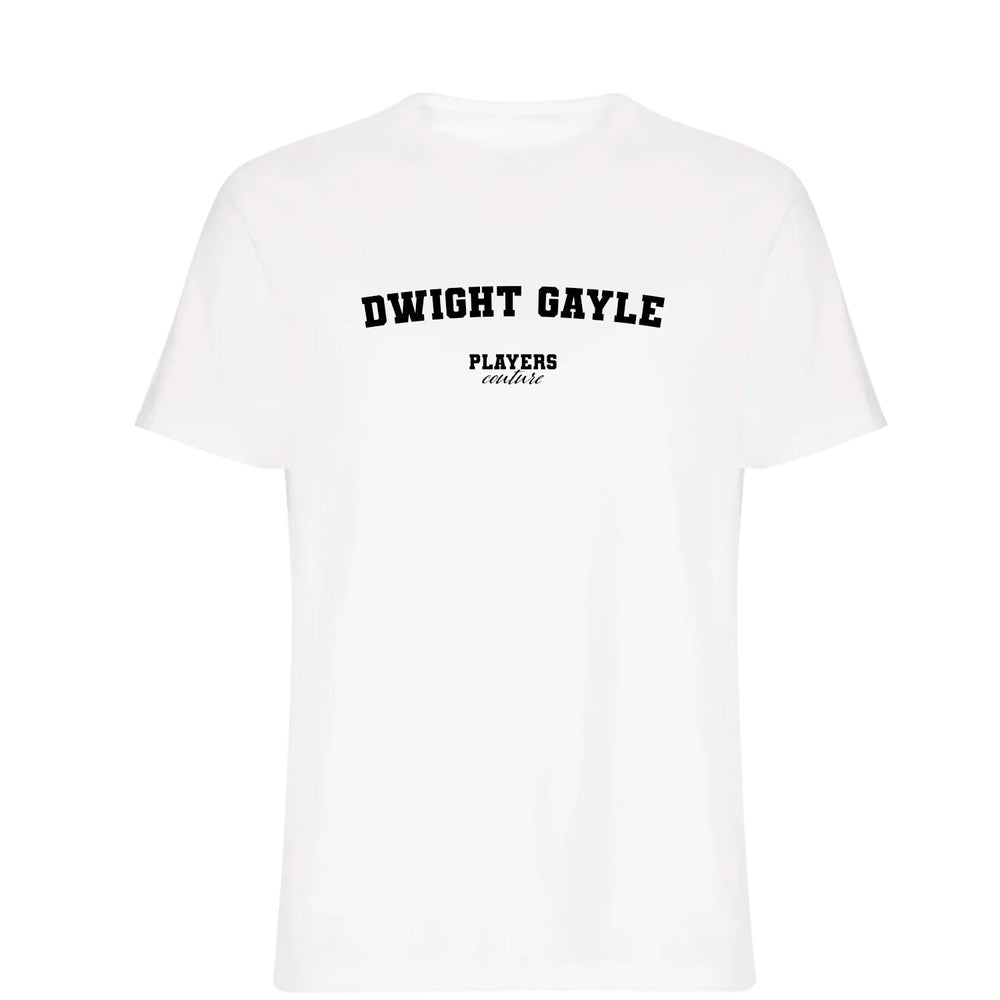 Dwight Gayle men's T-shirt in white with bold name lettering