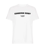 Edinburgh Rugby t-shirt – white men's t-shirt with black Edinburgh Rugby letters and Players Couture logo on the chest