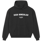 Eiza Gonzalez hoodie – black men's hoodie with white Eiza Gonzalez letters and Players Couture logo on the chest