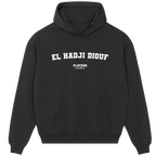 El Hadji Diouf hoodie – navy men's hoodie with white El Hadji Diouf letters and Players Couture logo on the chest