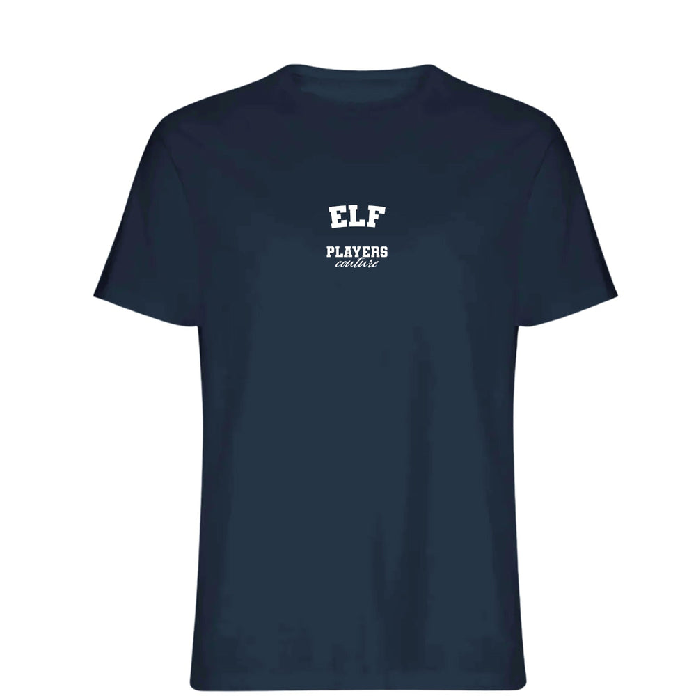 Elf men's T-shirt in navy with bold name lettering