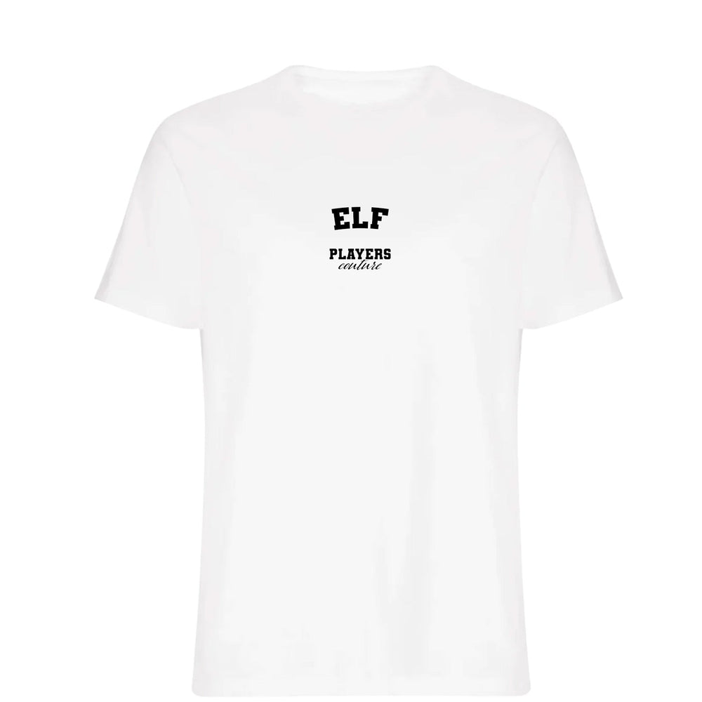 Elf men's T-shirt in white with bold name lettering