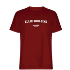Ellie Goulding t-shirt – red men's t-shirt with white Ellie Goulding letters and Players Couture logo on the chest