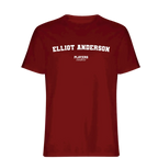 Elliot Anderson t-shirt – red men's t-shirt with white Elliot Anderson letters and Players Couture logo on the chest