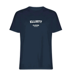 Elliott t-shirt – navy men's t-shirt with white Elliott letters and Players Couture logo on the chest