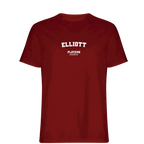 Elliott t-shirt – red men's t-shirt with white Elliott letters and Players Couture logo on the chest