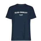 Elvis Presley t-shirt – navy men's t-shirt with white Elvis Presley letters and Players Couture logo on the chest