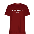 Elvis Presley t-shirt – red men's t-shirt with white Elvis Presley letters and Players Couture logo on the chest