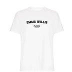 Emma Willis men's T-shirt in white with bold name lettering