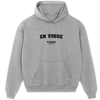 En Vogue hoodie – grey men's hoodie with black En Vogue letters and Players Couture logo on the chest