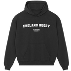 England Rugby hoodie – black men's hoodie with white England Rugby letters and Players Couture logo on the chest