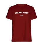 England Rugby t-shirt – red men's t-shirt with white England Rugby letters and Players Couture logo on the chest