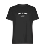 Eni Aluko t-shirt – black men's t-shirt with white Eni Aluko letters and Players Couture logo on the chest
