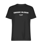 Enrique Iglesias t-shirt – black men's t-shirt with white Enrique Iglesias letters and Players Couture logo on the chest