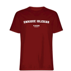 Enrique Iglesias t-shirt – red men's t-shirt with white Enrique Iglesias letters and Players Couture logo on the chest