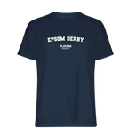 Epsom Derby t-shirt – navy men's t-shirt with white Epsom Derby letters and Players Couture logo on the chest