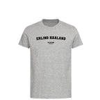Erling Haaland t-shirt – grey kids' t-shirt with black Erling Haaland letters and Players Couture logo on the chest